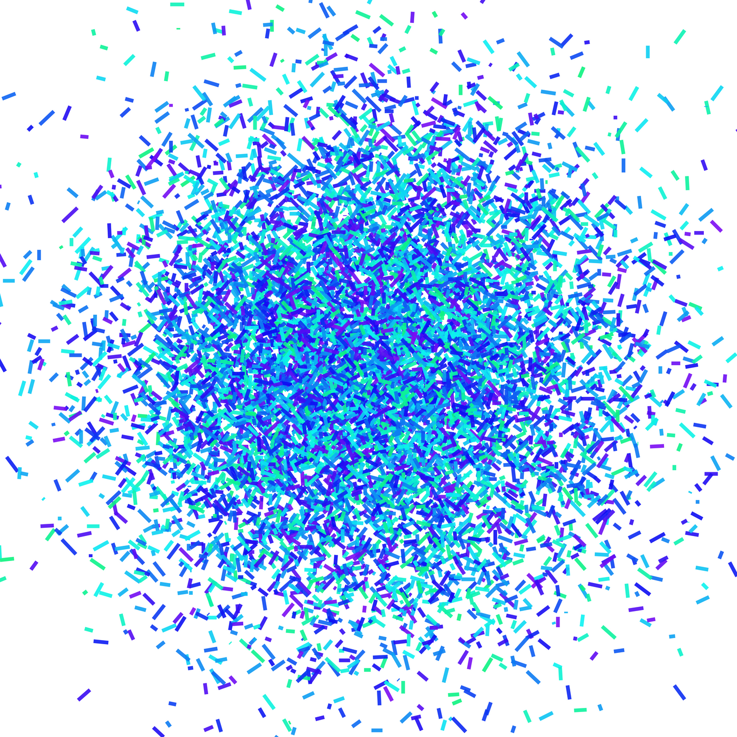 Colorful green blue confetti patterned abstract art print on a white background