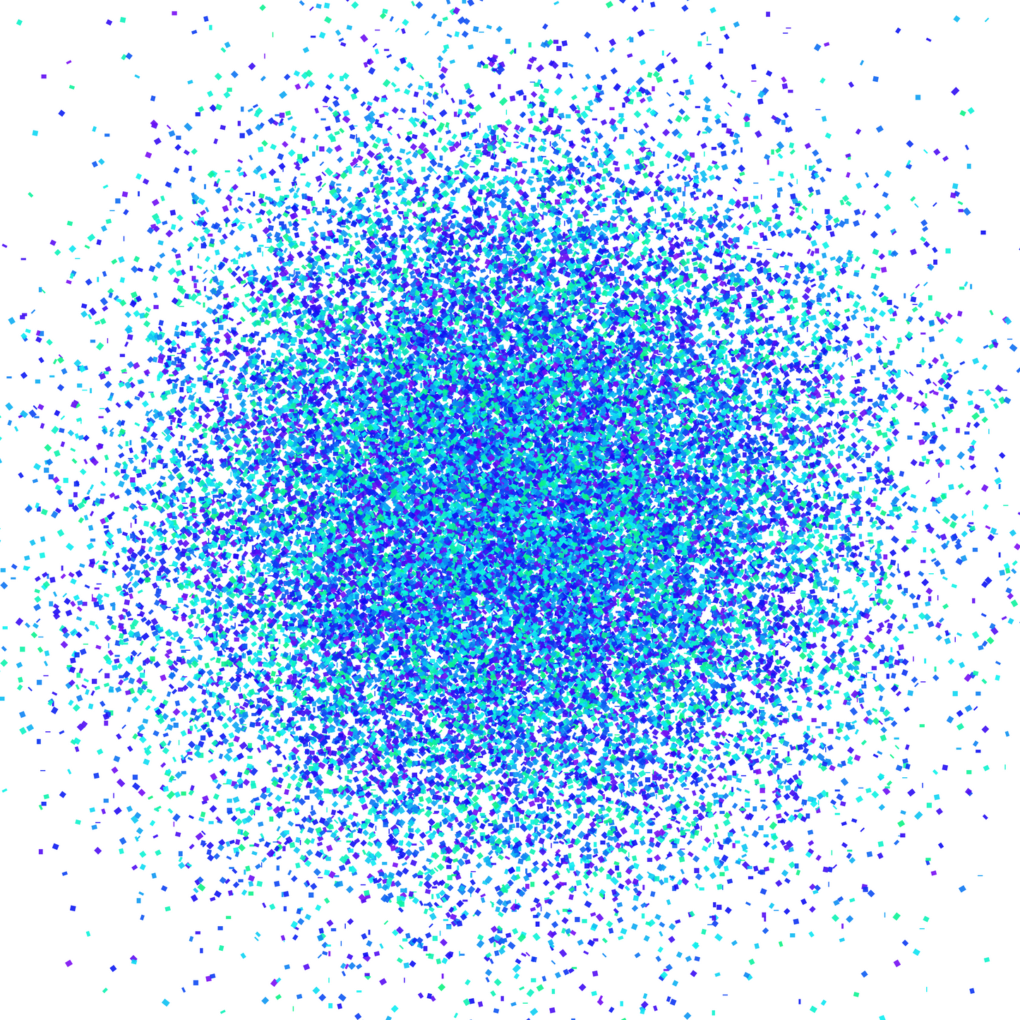 Colorful abstract blue and green dot like patterned art print on a white background print