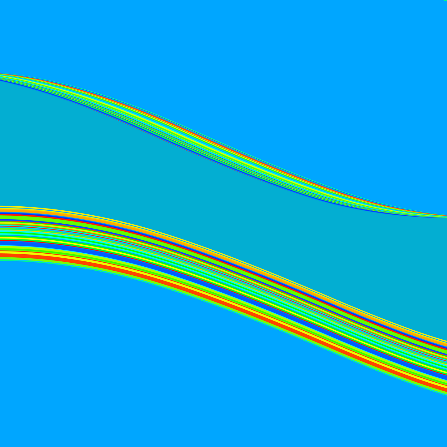 generative art print of colorful wavy lines on a blue background