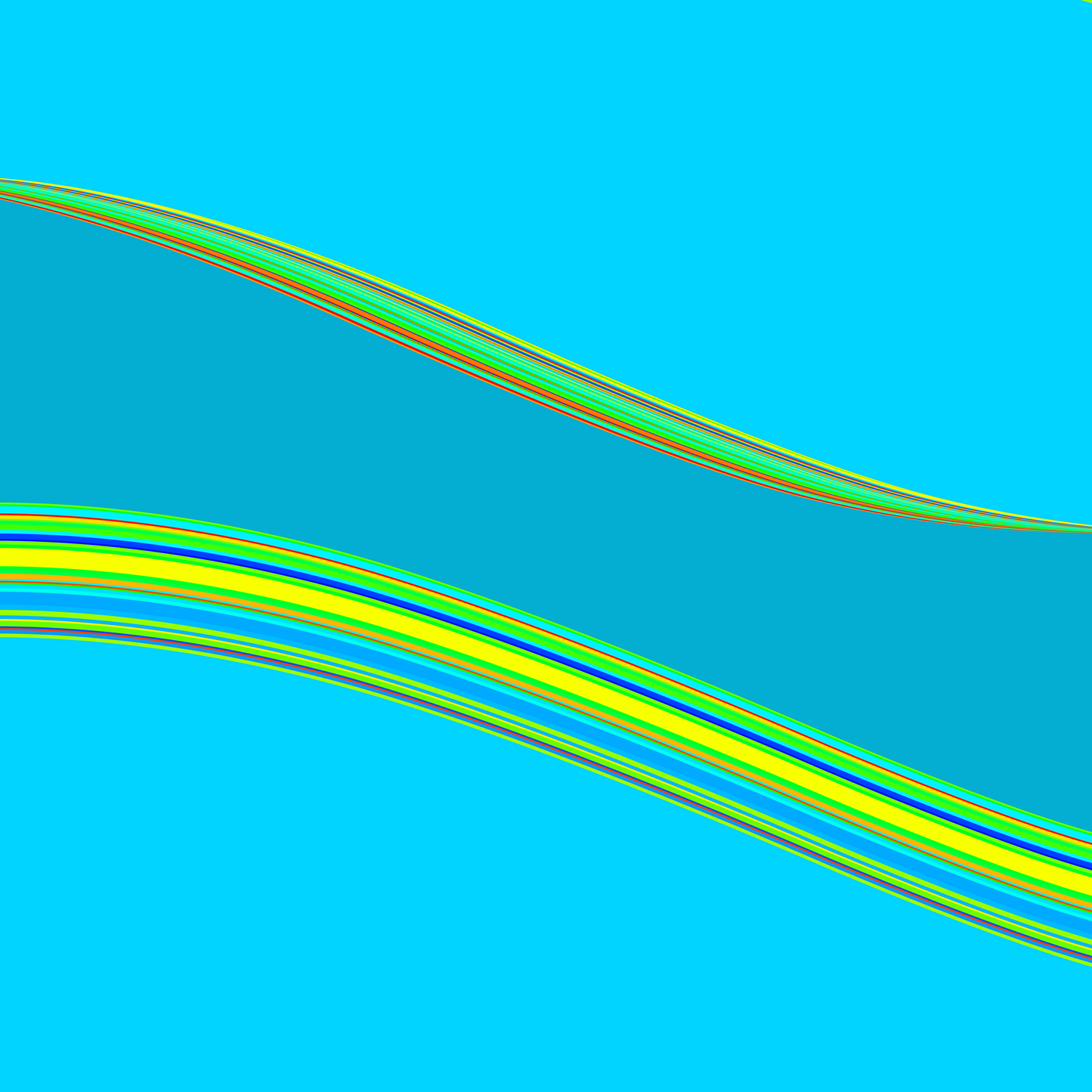 generative art print of colorful wavy lines on a blue background