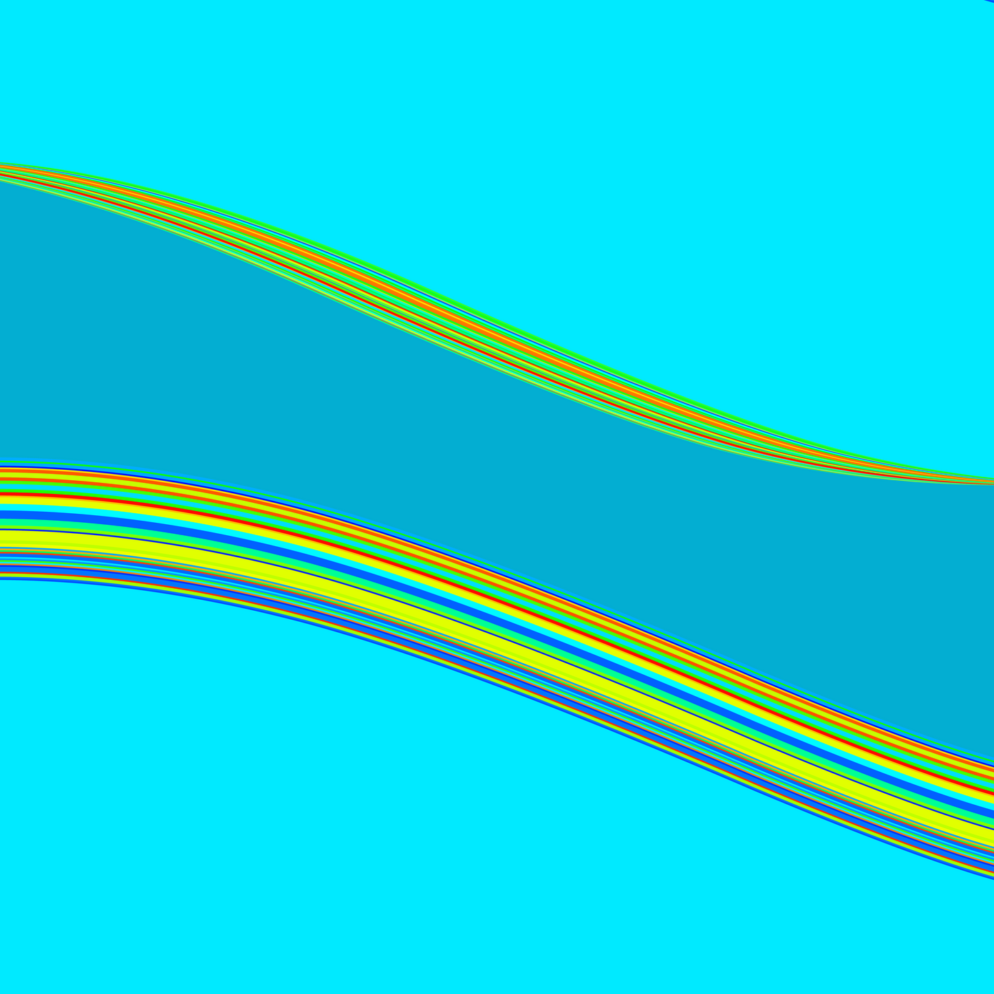 generative art print of colorful wavy lines on a blue background