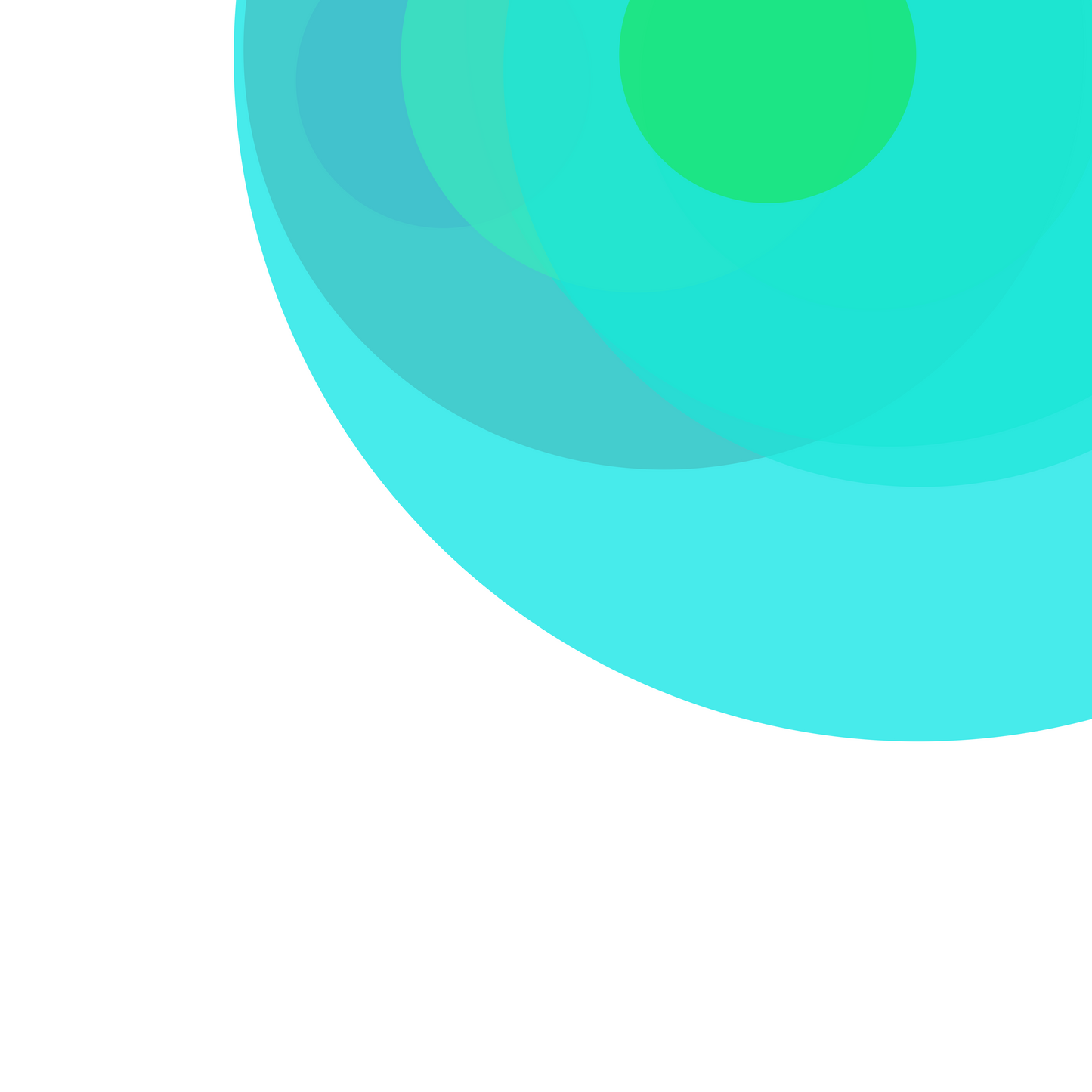 Art print of abstract design with concentric circles in green and blue on a white background