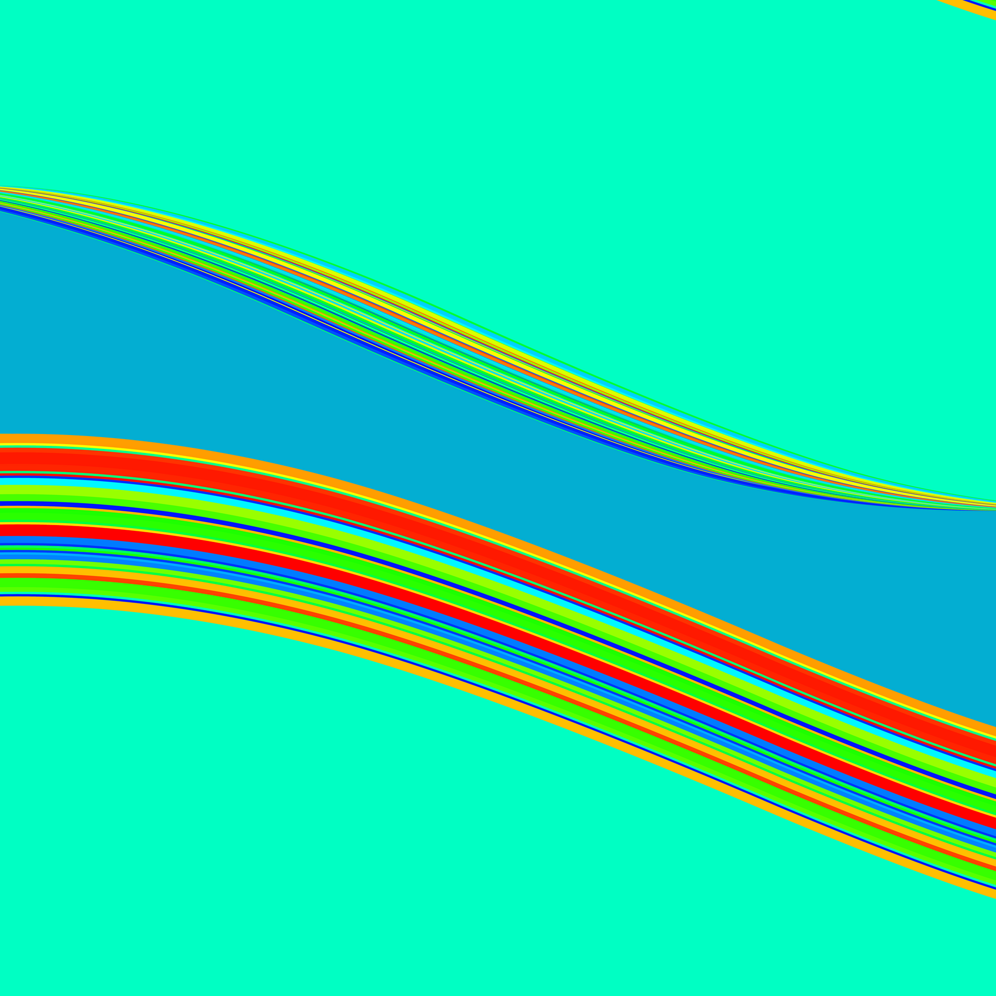 Colorful generative art print of wavy lines on a teal background