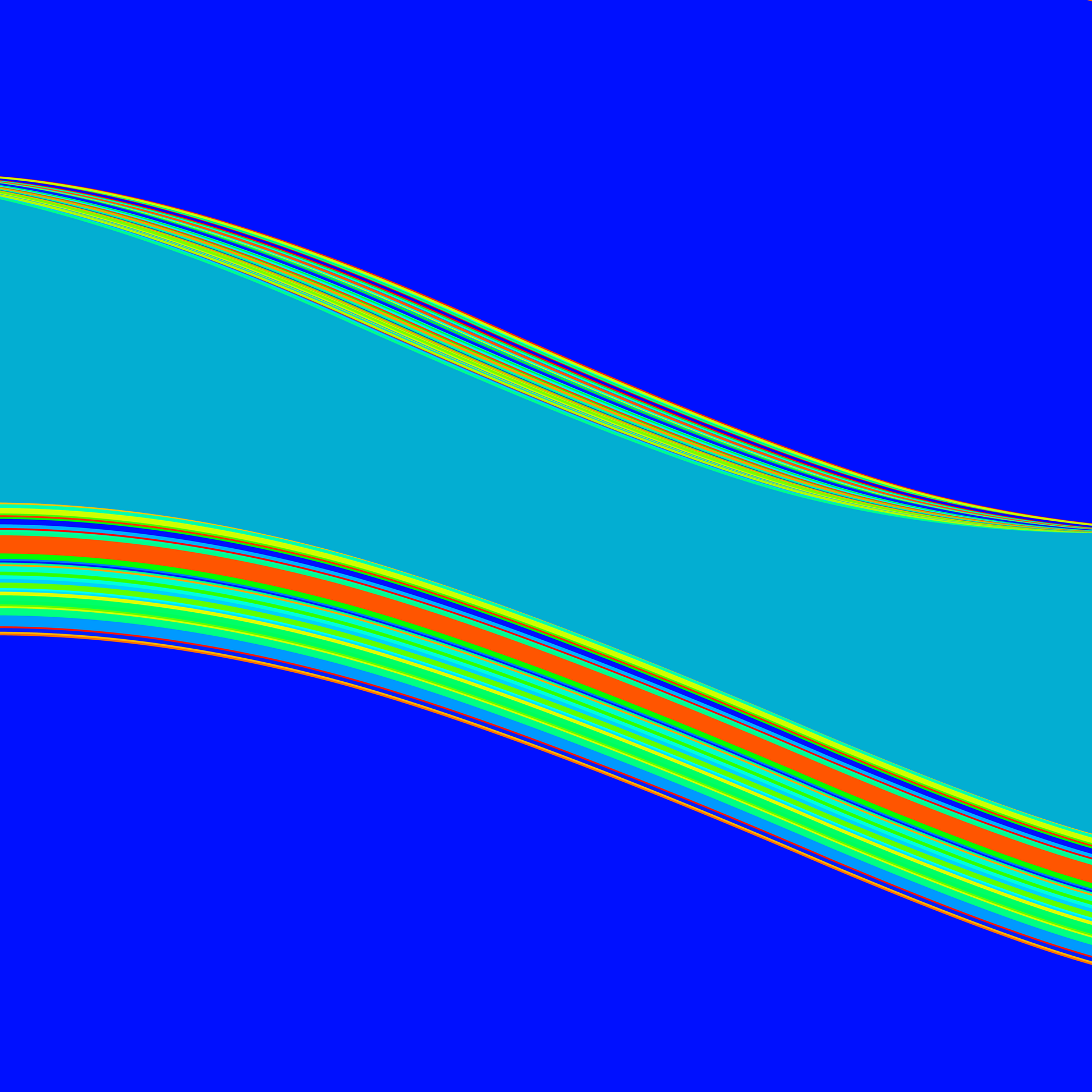 generative art print of wavy pattern of colorful lines on a blue background