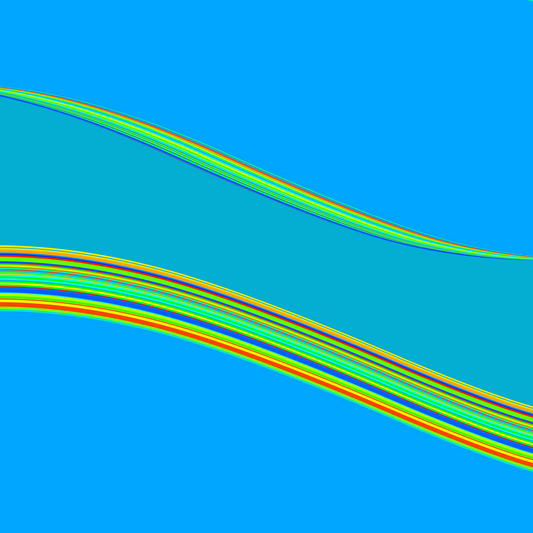 generative art print of colorful wavy lines on a blue background