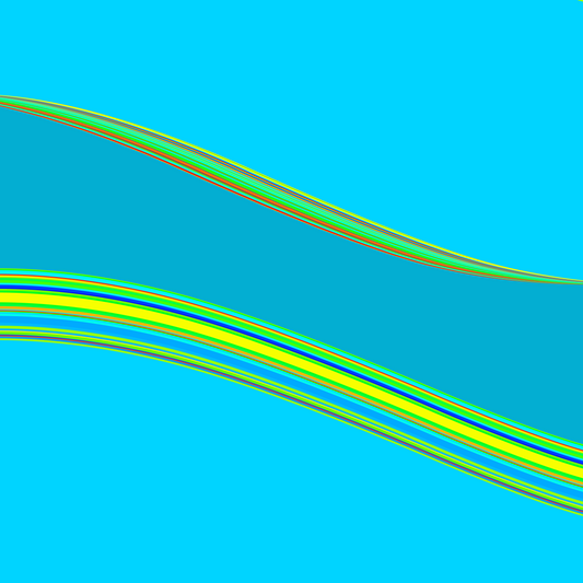 generative art print of colorful wavy lines on a blue background