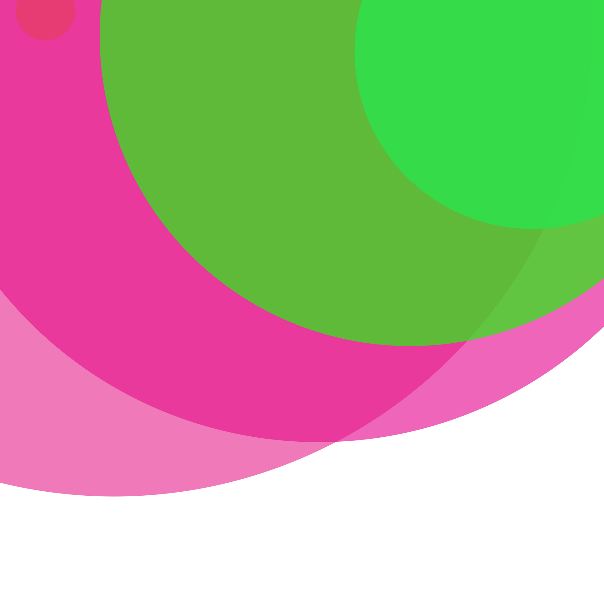 Art print of two overlapping circles, one green and one pink, on a white background
