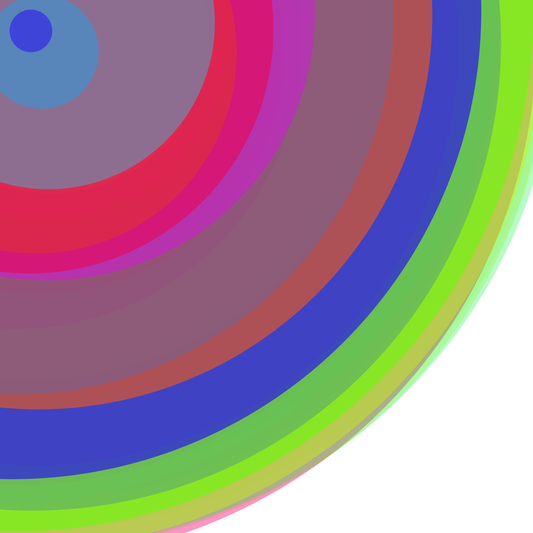 Art print of colorful concentric circles on a white background