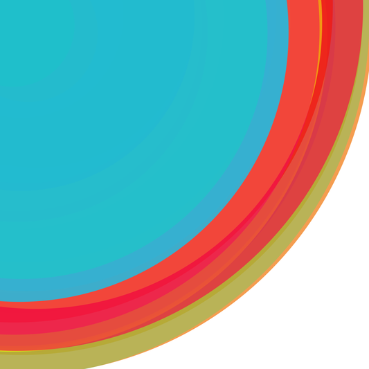 Art print of colorful circular shapes on a white background
