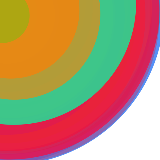 Art print of colorful concentric circles on a white background