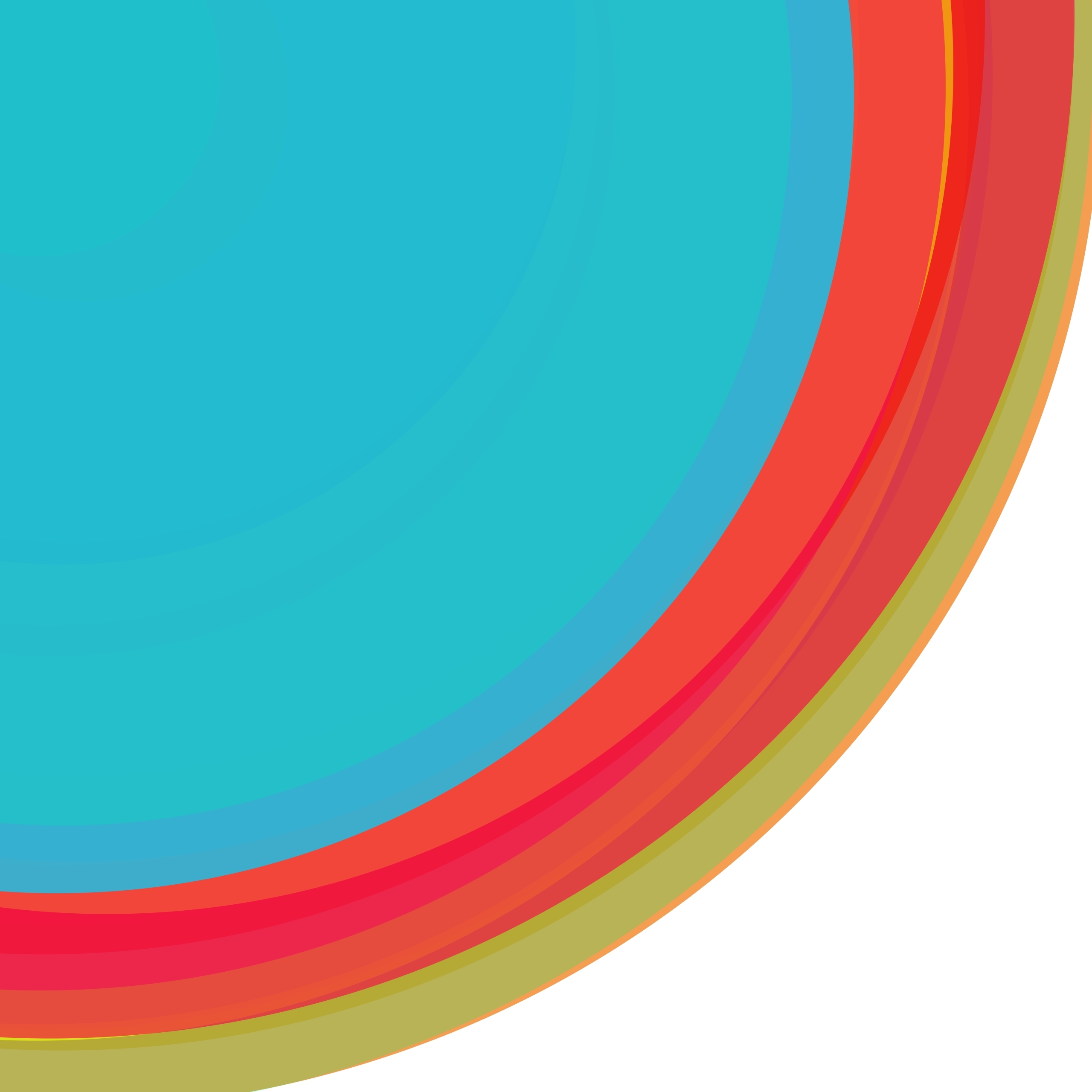 Abstract, generative art print of multiple, colourful, randomly placed, overlapping eccentric circles on a white background.